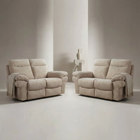 Tanya Beige Fabric Electric Recliner 2+2 Seater Sofa Set