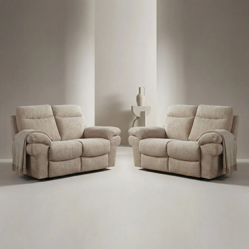 Tanya Beige Fabric Electric Recliner 2+2 Seater Sofa Set