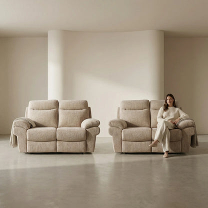 Tanya Beige Fabric Electric Recliner 2+2 Seater Sofa Set