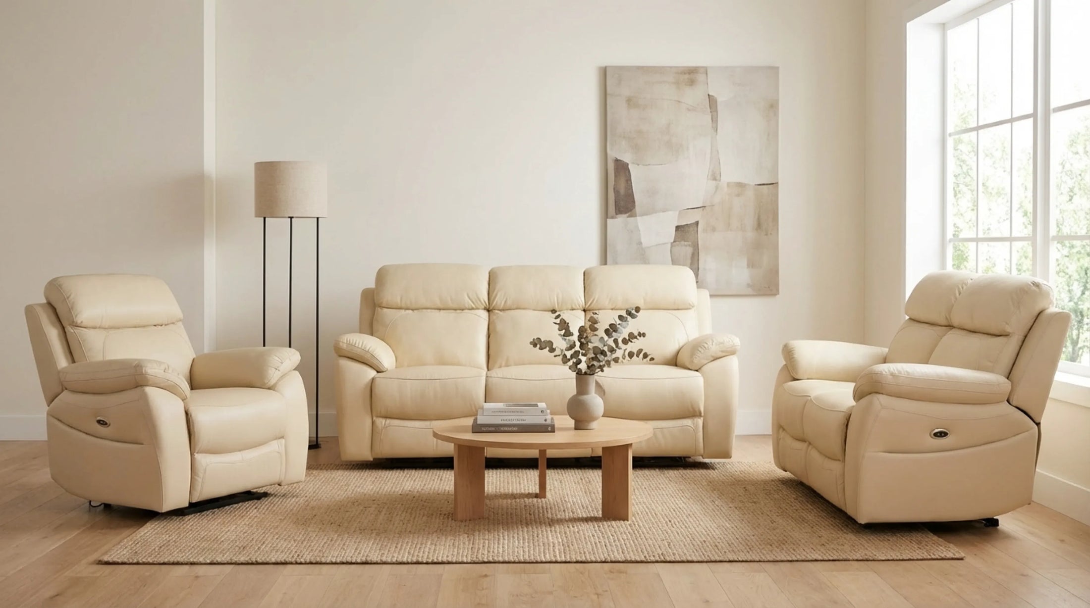 Dandrea cream recliner 3+1+1 seater sofa set