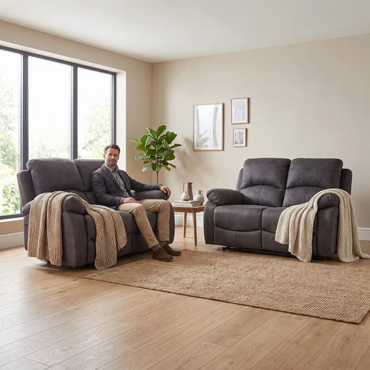 Roma Grey Fabric Electric Recliner 2+2 Seater Sofa Set