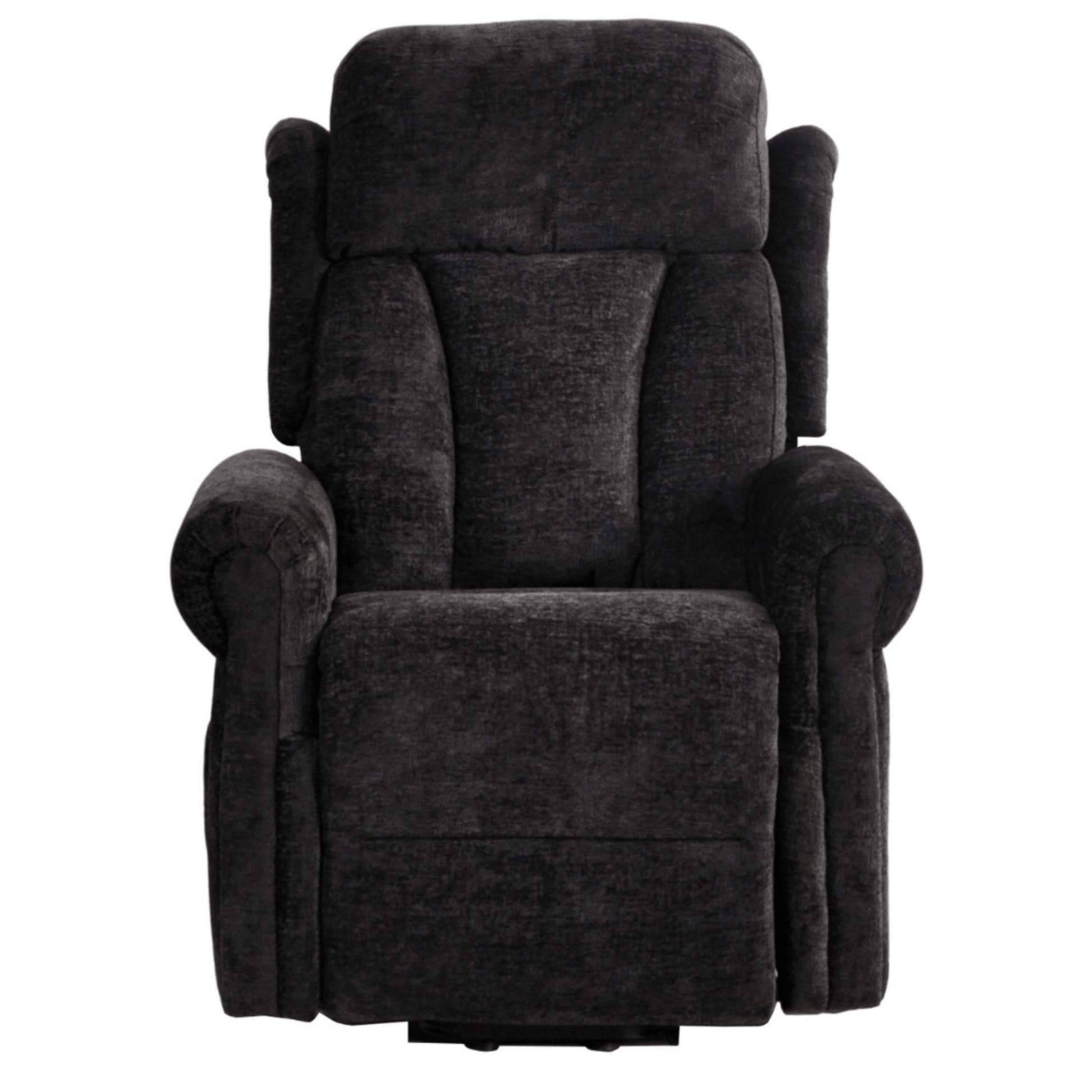 Dark gray recliner chair on a white background