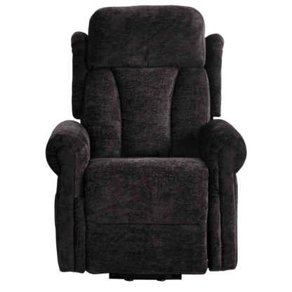 Dark gray recliner chair on a white background