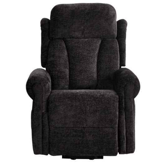 Dark gray recliner chair on a white background