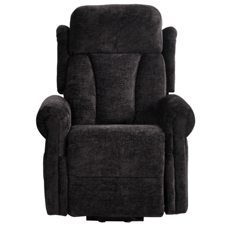 Dark gray recliner chair on a white background