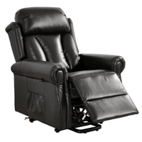 Black leather recliner chair on a white background