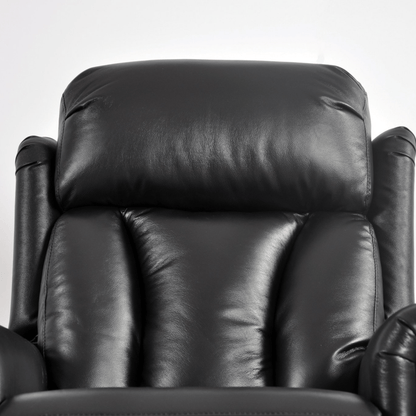 Black leather recliner chair on a white background