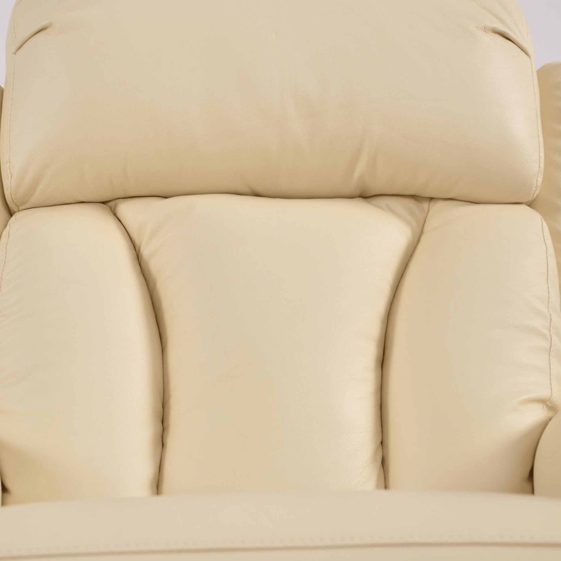 Close-up of a beige leather sofa