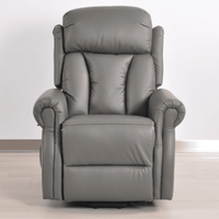 Gray leather recliner chair on a white background
