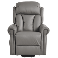 Hunson Genuine Leather Grey Rise & Recline Mobility Chair