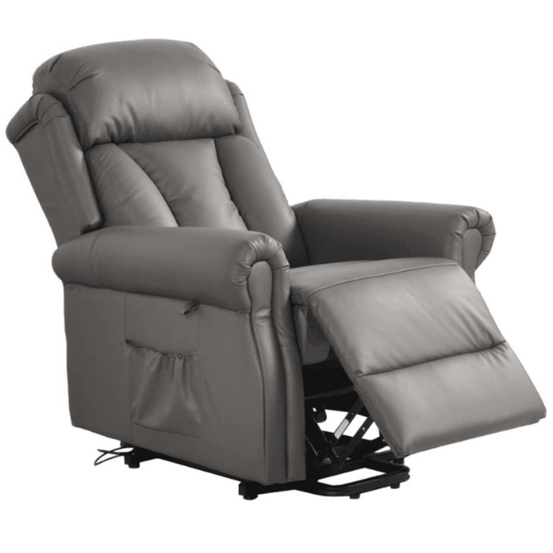 Gray recliner chair on a white background