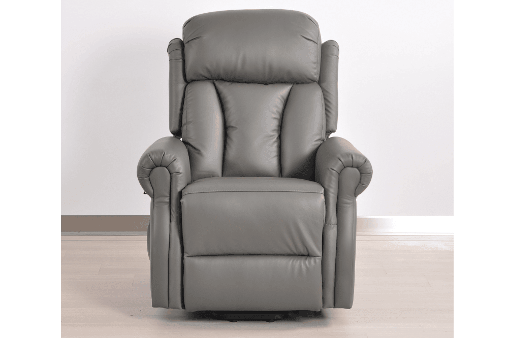 Hunson Genuine Leather Grey Rise & Recline Mobility Chair
