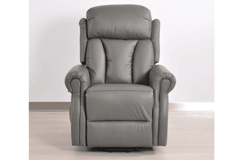 Hunson Genuine Leather Grey Rise & Recline Mobility Chair - Furniture Instore
