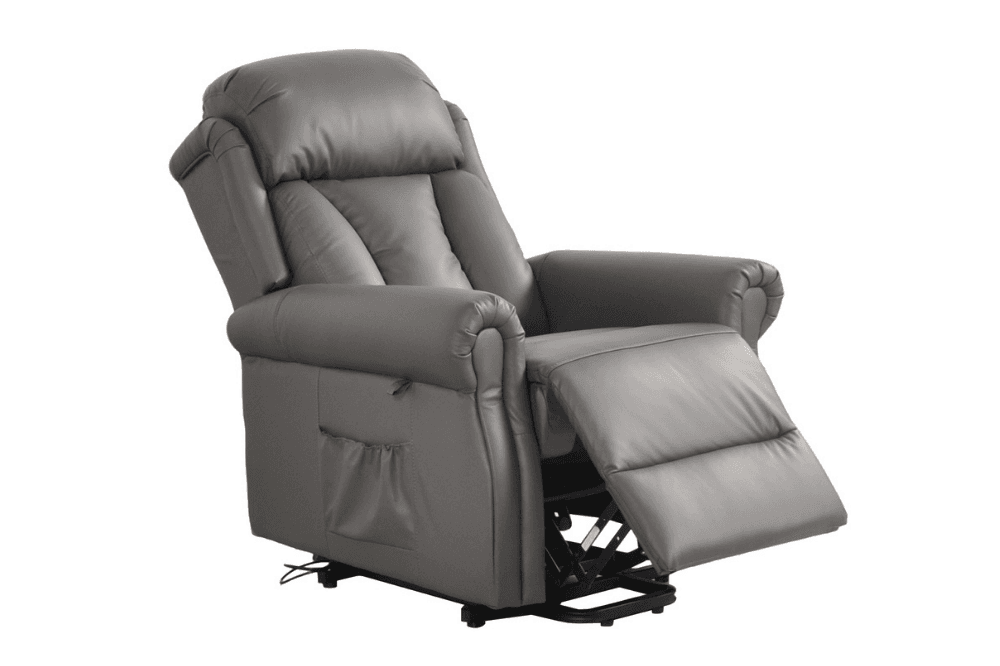 Hunson Genuine Leather Grey Rise & Recline Mobility Chair
