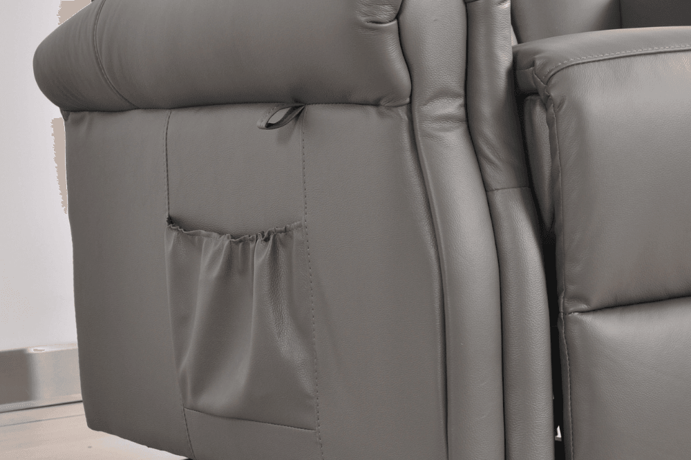 Hunson Genuine Leather Grey Rise & Recline Mobility Chair