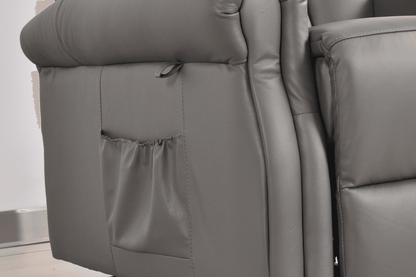 Hunson Genuine Leather Grey Rise & Recline Mobility Chair