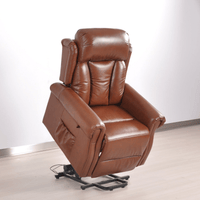 Brown leather recliner chair on a white background