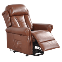 Brown leather recliner chair on a white background
