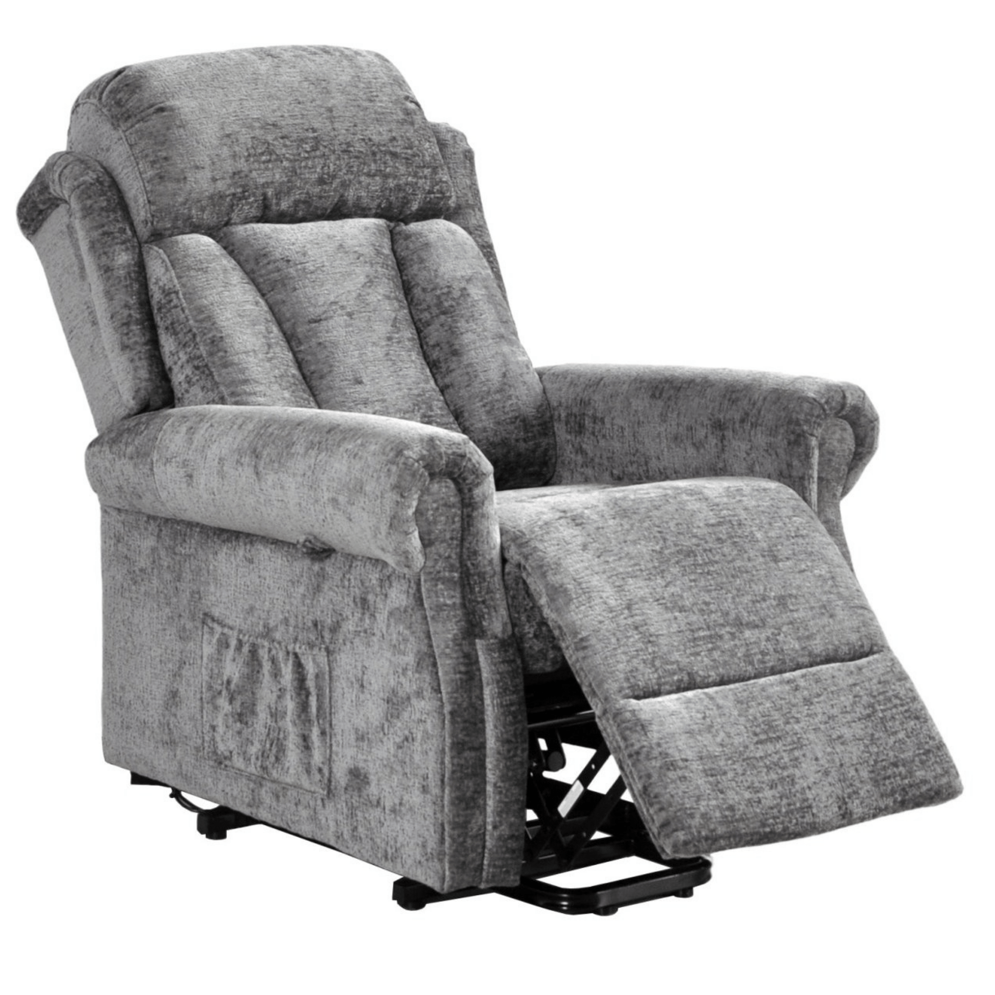 Gray recliner chair on a white background