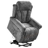 Gray upholstered lift chair on a white background