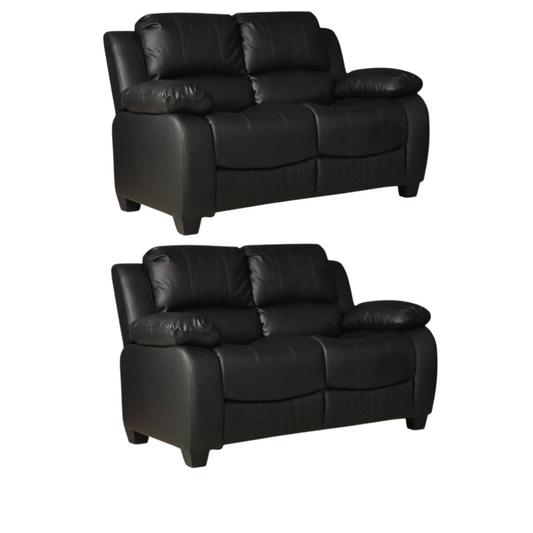 Valerie Black Leather Modern 2+2 Seater Sofa Set