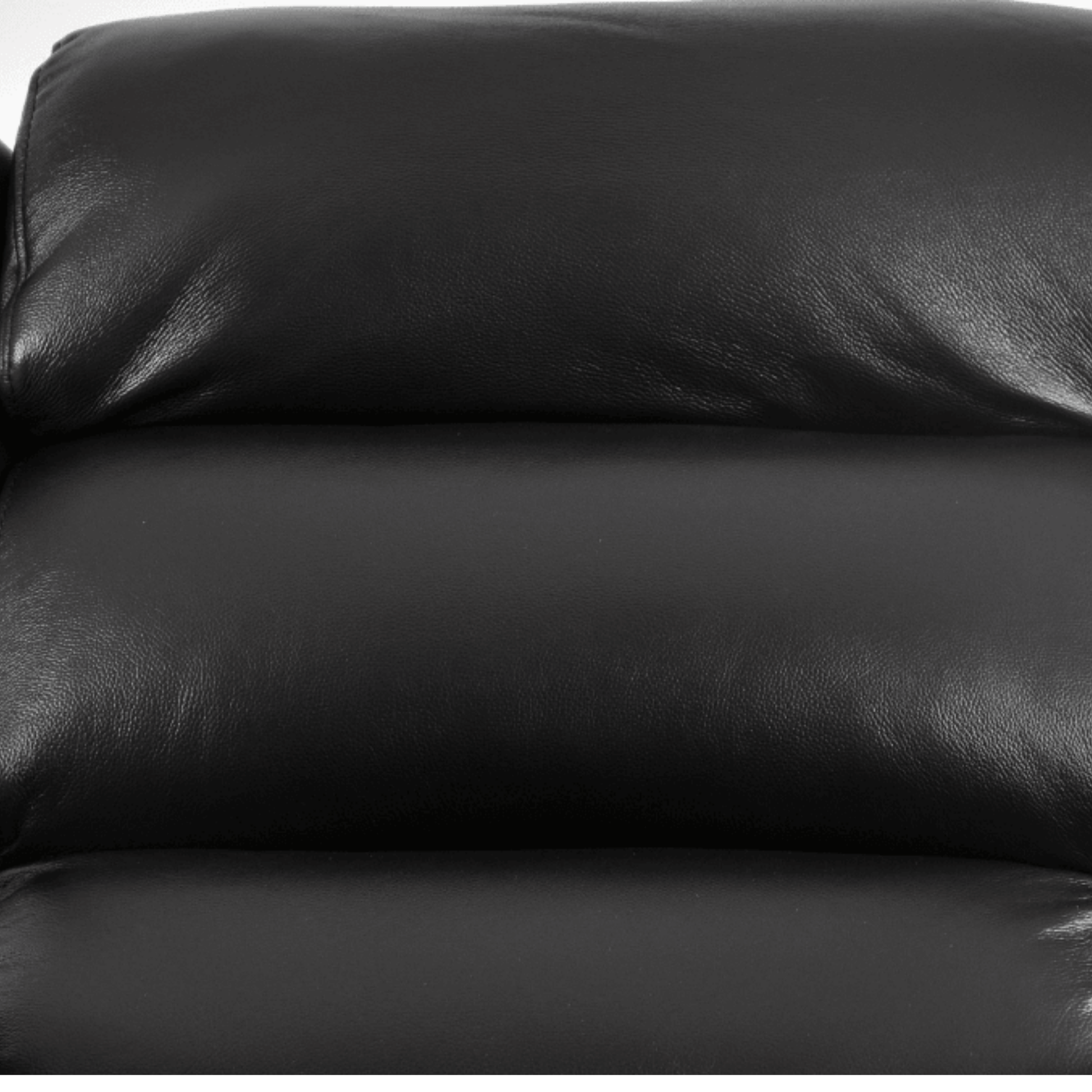 Close-up of a black leather sofa