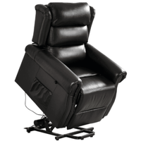 Black leather recliner chair on a white background