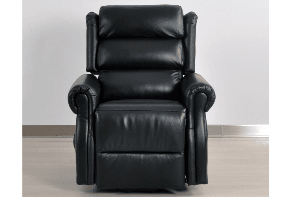 Kingsbury Genuine Leather Black Rise & Recline Mobility Chair