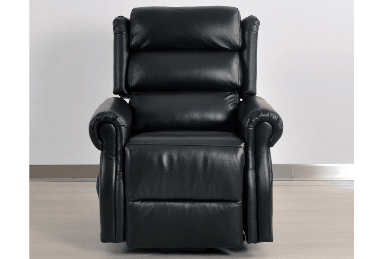 Kingsbury Genuine Leather Black Rise & Recline Mobility Chair - Furniture Instore