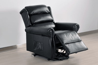 Kingsbury Genuine Leather Black Rise & Recline Mobility Chair - Furniture Instore