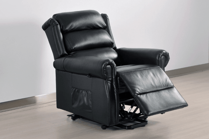 Kingsbury Genuine Leather Black Rise & Recline Mobility Chair