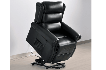 Kingsbury Genuine Leather Black Rise & Recline Mobility Chair
