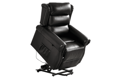 Kingsbury Genuine Leather Black Rise & Recline Mobility Chair