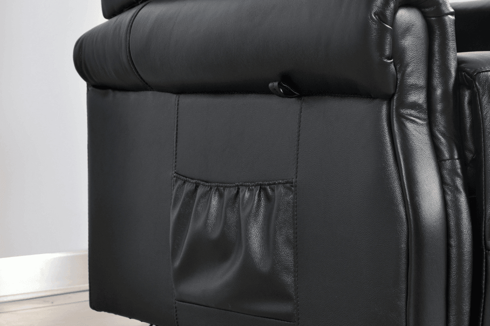 Kingsbury Genuine Leather Black Rise & Recline Mobility Chair