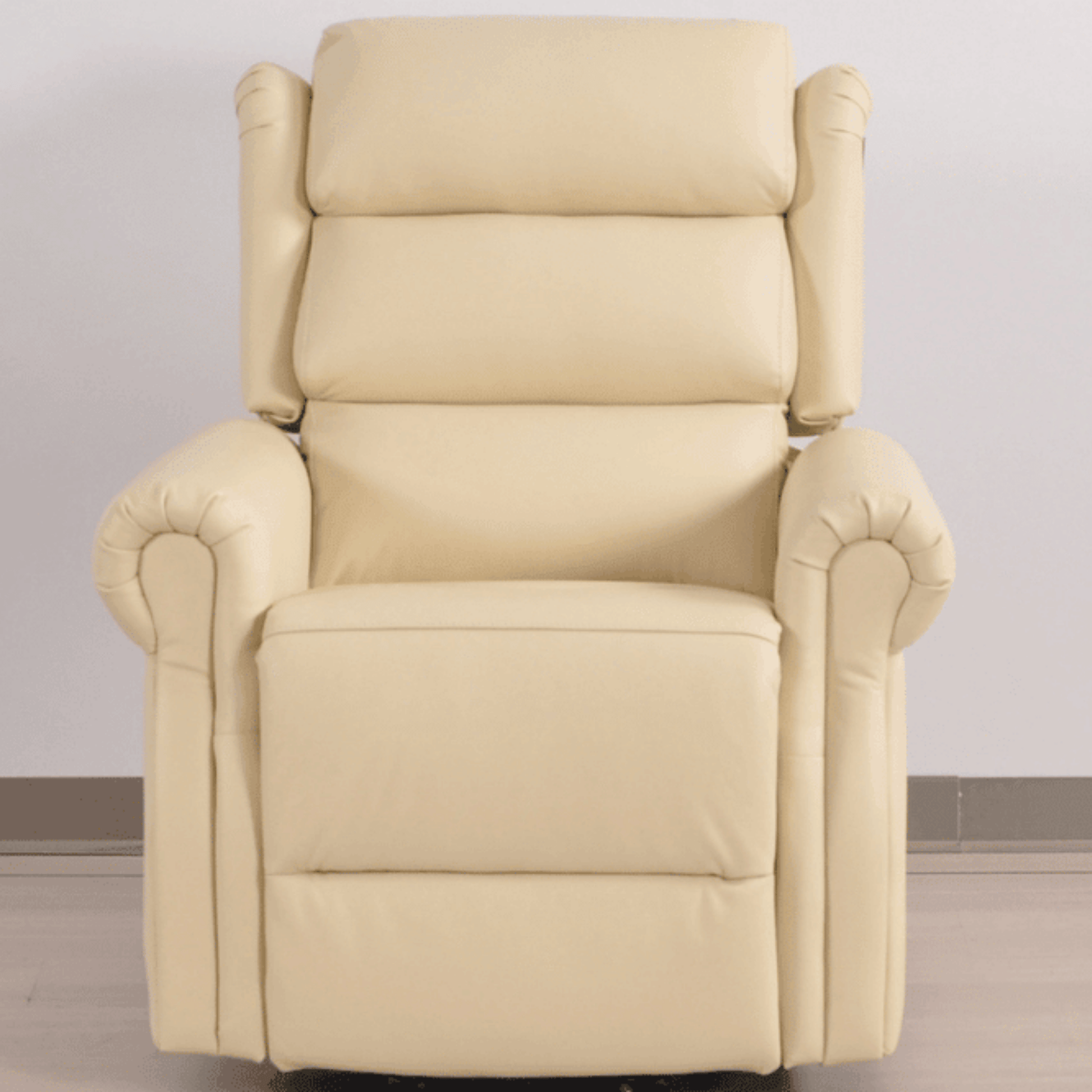 Beige recliner chair on a plain background