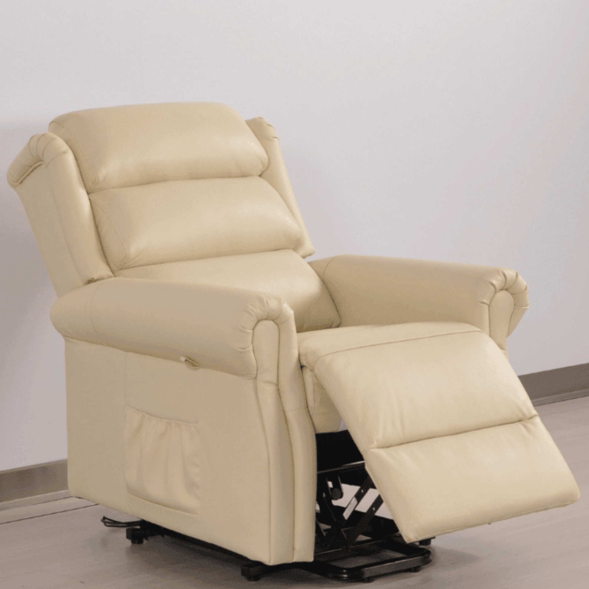 Beige recliner chair on a plain background