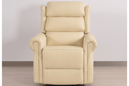Kingsbury Genuine Leather Cream Rise & Recline Mobility Chair - Furniture Instore