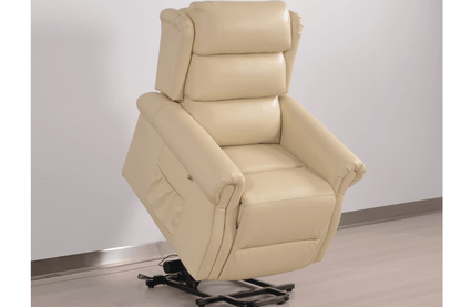 Kingsbury Genuine Leather Cream Rise & Recline Mobility Chair - Furniture Instore