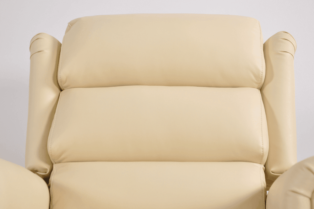 Kingsbury Genuine Leather Cream Rise & Recline Mobility Chair - Furniture Instore