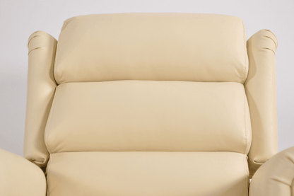 Kingsbury Genuine Leather Cream Rise & Recline Mobility Chair - Furniture Instore