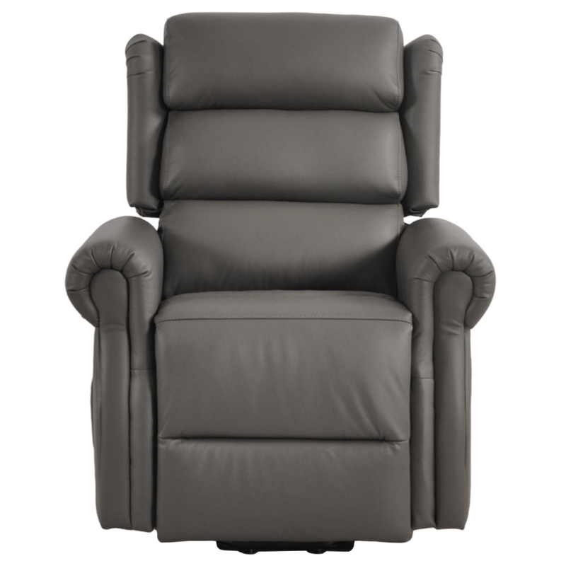 Kingsbury Genuine Leather Grey Rise & Recline Mobility Chair - Furniture Instore