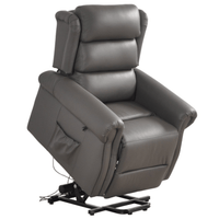 Kingsbury Genuine Leather Grey Rise & Recline Mobility Chair - Furniture Instore