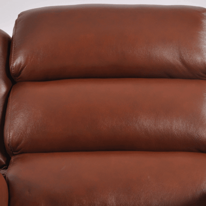 Close-up of a brown leather sofa