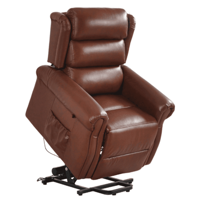 Brown leather recliner chair on a white background