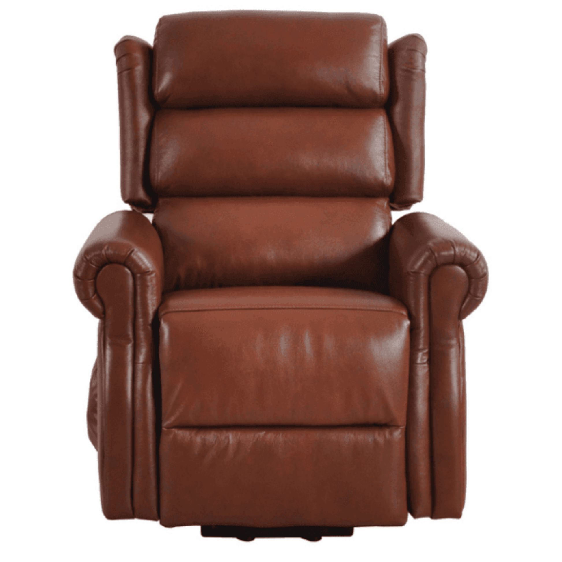 Brown leather recliner chair on a white background