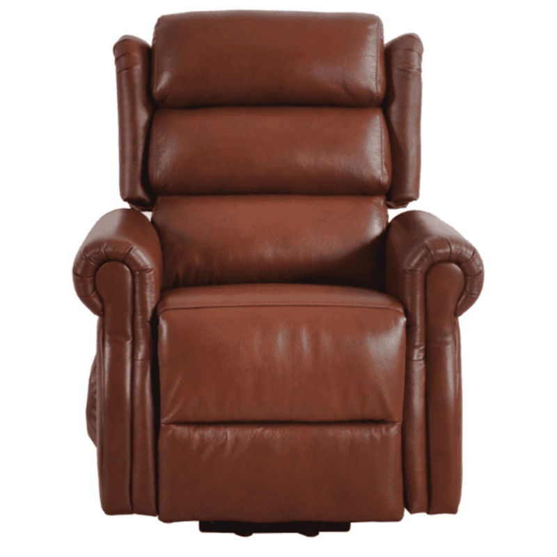 Brown leather recliner chair on a white background