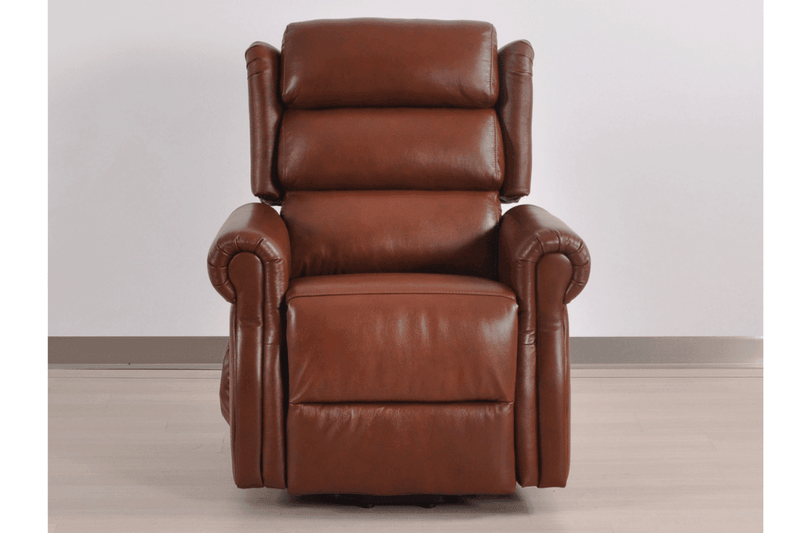 Kingsbury Genuine Leather Tan Rise & Recline Mobility Chair - Furniture Instore