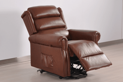 Kingsbury Genuine Leather Tan Rise & Recline Mobility Chair