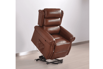 Kingsbury Genuine Leather Tan Rise & Recline Mobility Chair