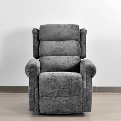 Gray recliner chair on a plain background